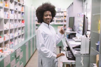 pharmacist smile on the camera