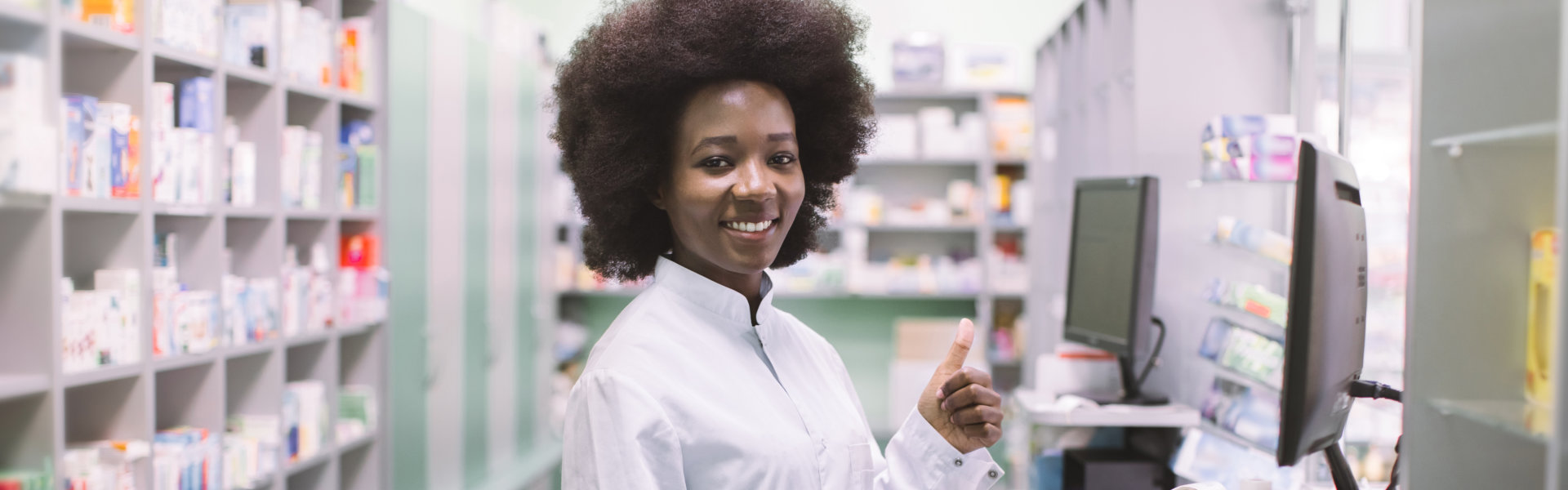 pharmacist smile on the camera